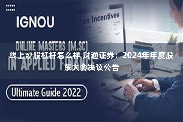 线上炒股杠杆怎么样 财通证券：2024年年度股东大会决议公告