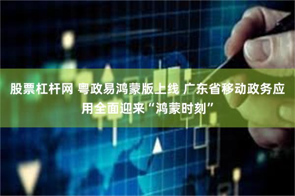 股票杠杆网 粤政易鸿蒙版上线 广东省移动政务应用全面迎来“鸿蒙时刻”